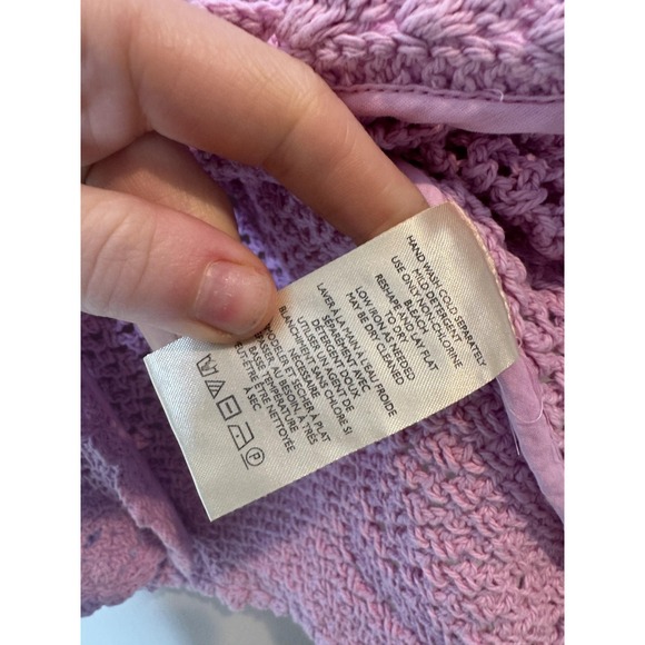 Free People Sweater Cardigan Womens XS Purple Crochet Collared Short Sleeve - Picture 5 of 10